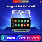 Автомагнитола Junsun V3 Pro, мультимедийный видеоплеер на Android 10 с процессором Qualcomm для Peugeot 307, sw, 2002-2013, Автомагнитола для CarPlay, 2 Din, DVD