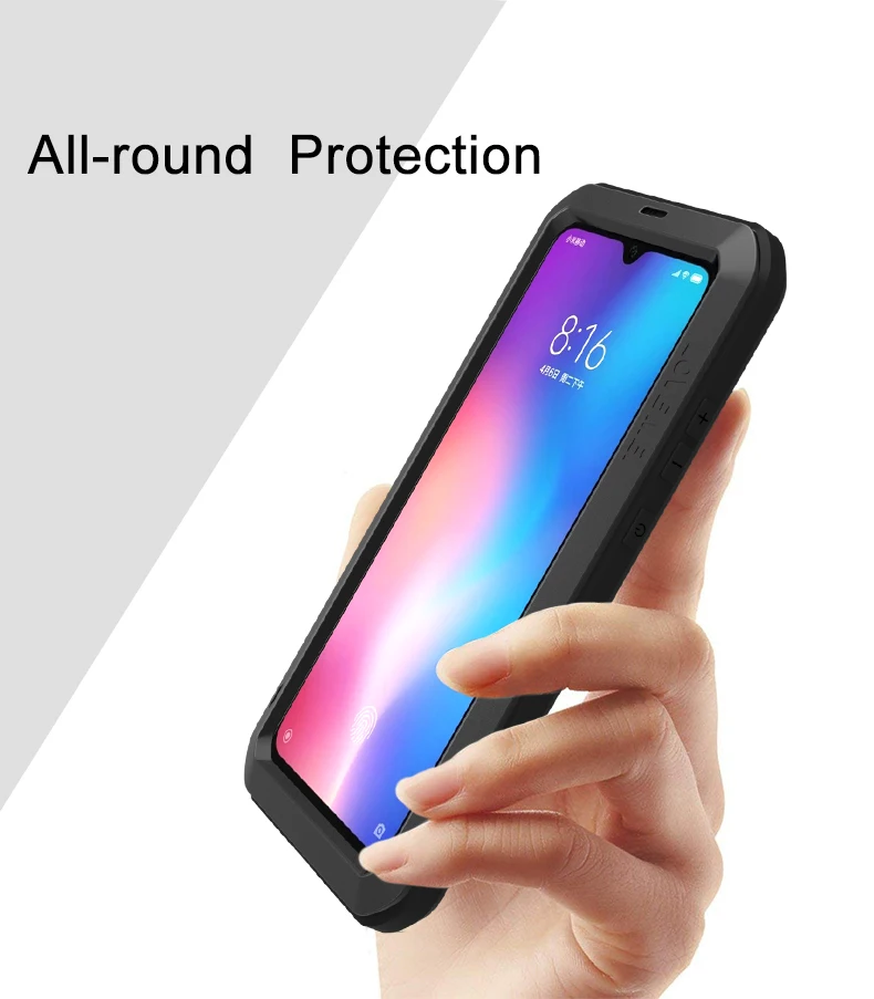 Aluminum Metal Waterproof Armor Case for Xiaomi Mi 8 9 Explrer Max 2 3 Mix 2S Shockproof Full Body Tempered Glass Cover |