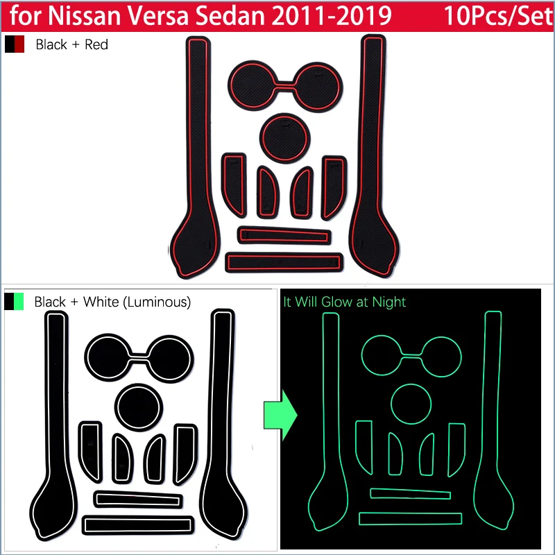 for Nissan Versa Sedan N17 Almera Sunny Latio 2011~2019 Rubber Anti-slip Mat Door Groove Cup Phone Pad Gate Slot Car Accessories |