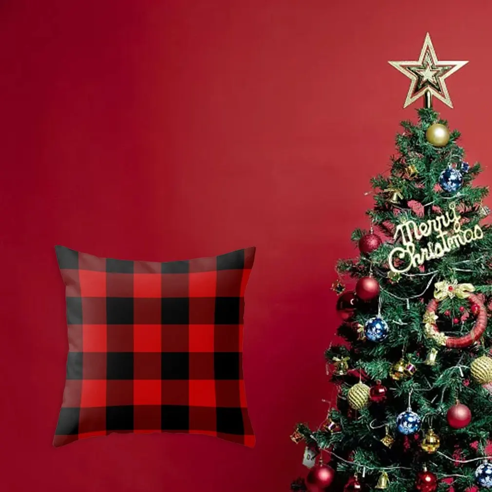 

Christmas Decorations Throw Pillow Covers 4pcs Double Sided Red Plaids Christmas Pillow Cases Covers For Xmas Home Decor