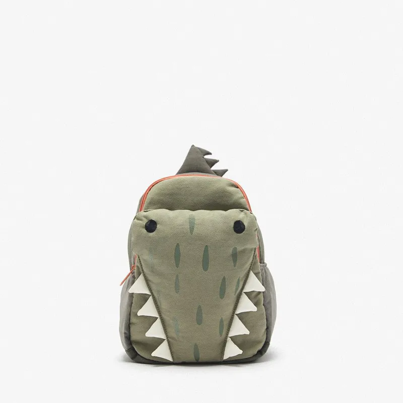 Children's Backpack Boys Girls Cute Three-dimensional Green Small Crocodile Student Schoolbag Kids Backpack Coin Purse