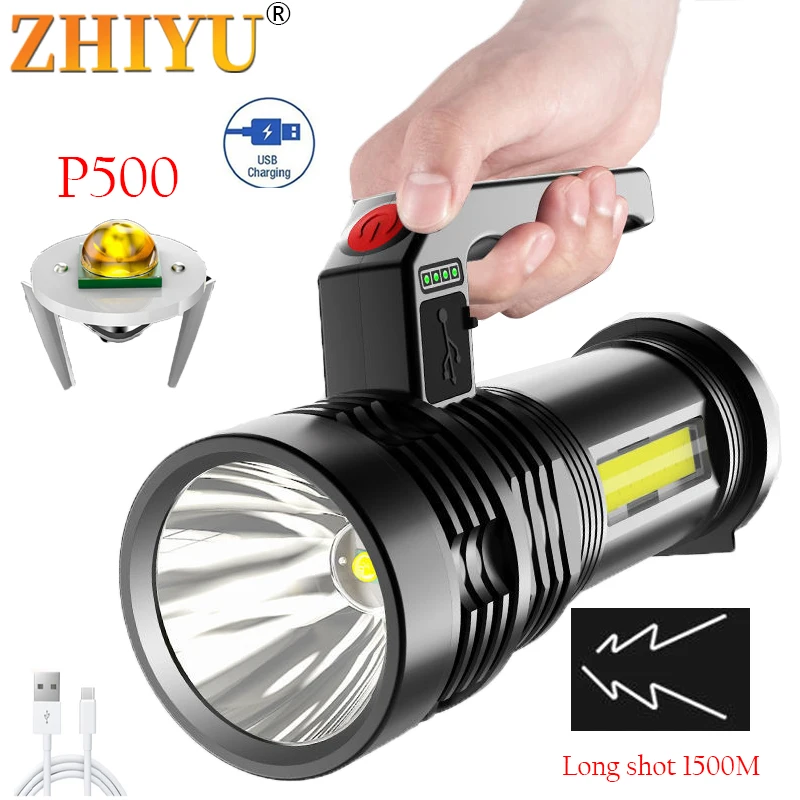 Портативный ультра яркая подсветка с ручной фонарь мощный светильник COB бортовой