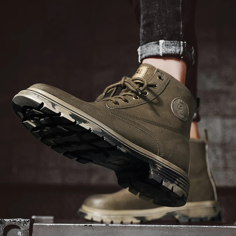 

Men Boots 2020 Autumn & Winter Fashion Shoes Men Casual Boots Men New Lace-up Leather Comfy Durable outsole Men's Boots