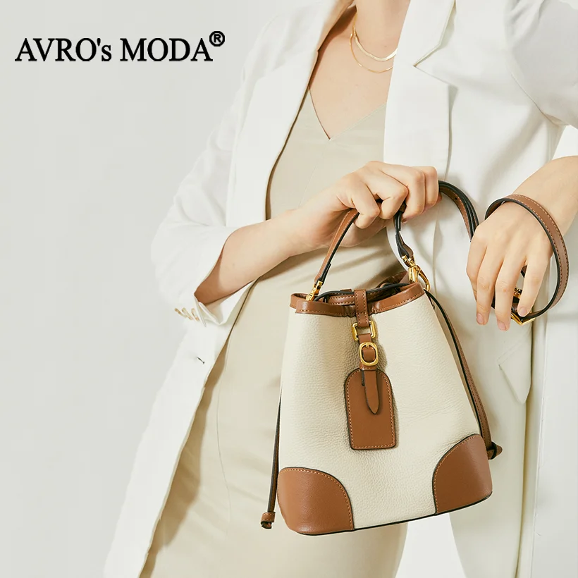 AVRO's MODA Fashion Brand Genuine Leather Shoulder Bags Women Handbags Ladies Casual High Quality Designer Crossbody Bucket Bag