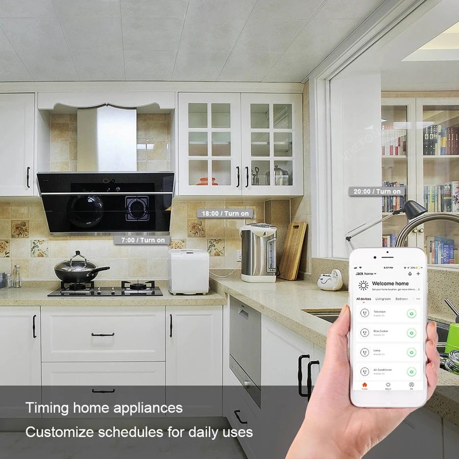 Wi-Fi Smart Plug 16A ЕС Бразилия гнездо Tuya Life APP Поддержка Alexa Google Home голосовой помощник