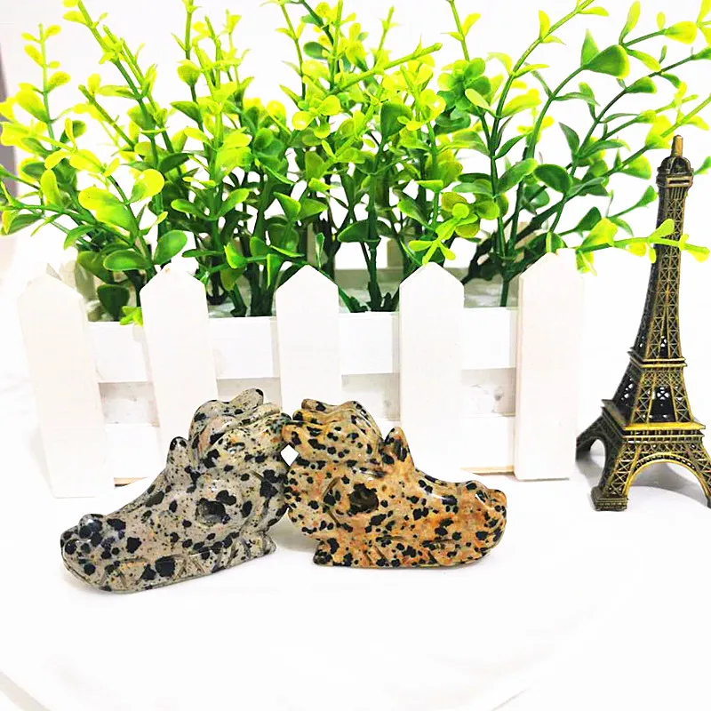 Высококачественный 2-дюймовый натуральный Леопардовый шкура яшма голова дракона