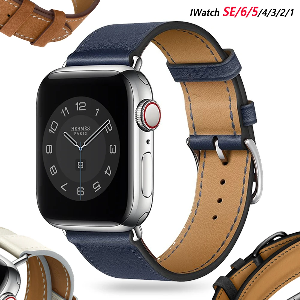 Ремешок из натуральной кожи для Apple Watch 6 SE 5 4 42 мм 38 44 40 мм|Ремешки часов| |
