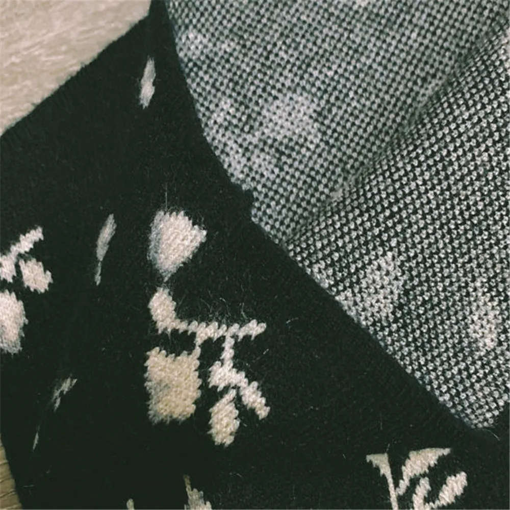 Женская трикотажная Жаккардовая юбка черная плотная двухслойная зимняя теплая