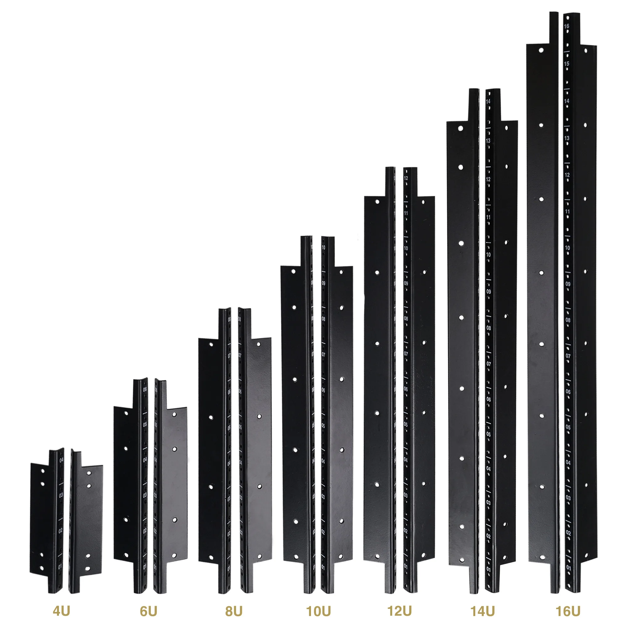 Sound Town 2-pack 8U Steel Rack Rails, with Black Powder Coated Finish and Screws (ST-RR-08U)