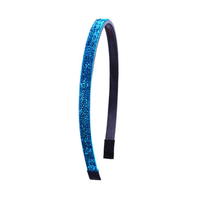 Blue headband Meimile цветные эластичные резинки для волос, однотонная цветная повязка на голову для девочек, аксессуары для волос, головные уборы с блестками желтого цвета - Цвет: Blue headband