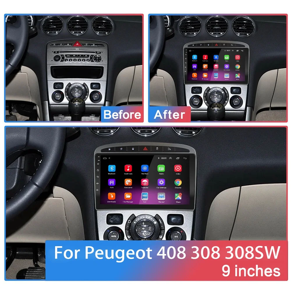 Автомобильный мультимедийный плеер 4 Гб + 64 ГБ памяти Android 9 0 GPS RDS DSP для Peugeot 408 308SW