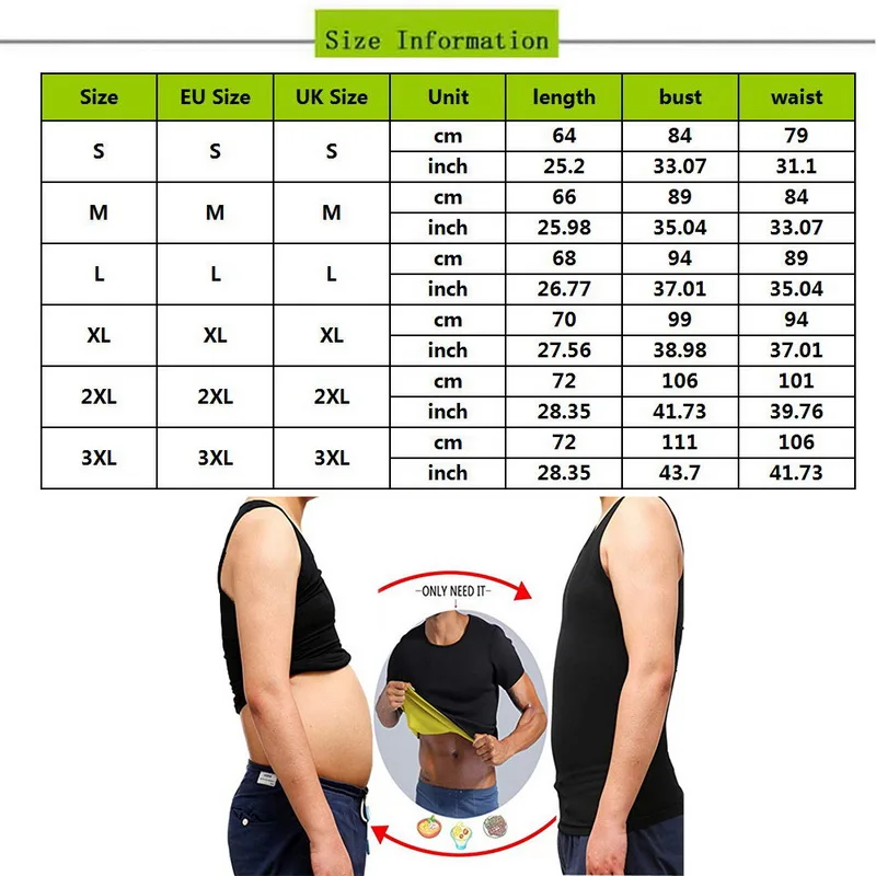 

Looozykit Men Body Shaper TShirt Weight-Loss Neoprene Bodysuit Workout Abdominal Waist Trainer black vest T-Shirts men Shapewear