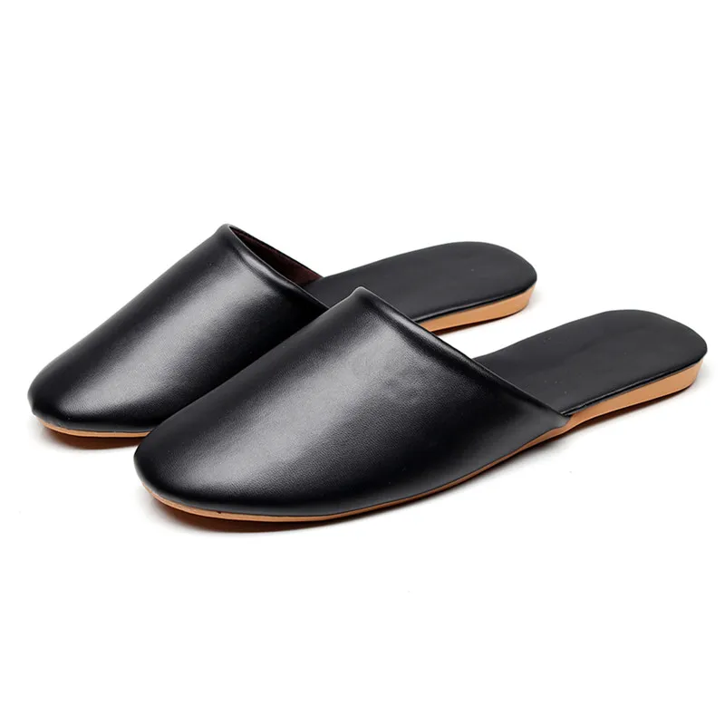 

PU Leather Couple's Spring/Autumn Indoor Slippers Anti-Slip Men&Women Home Slippers Soft Casual Household Shoes