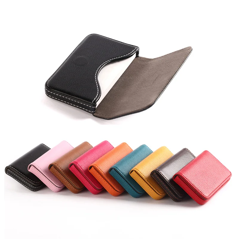 

PU Leather Unisex Name Card Case Women Large Capacity ID Card Box Man Business Credit Card Holder Wallet New Black Dropshipping