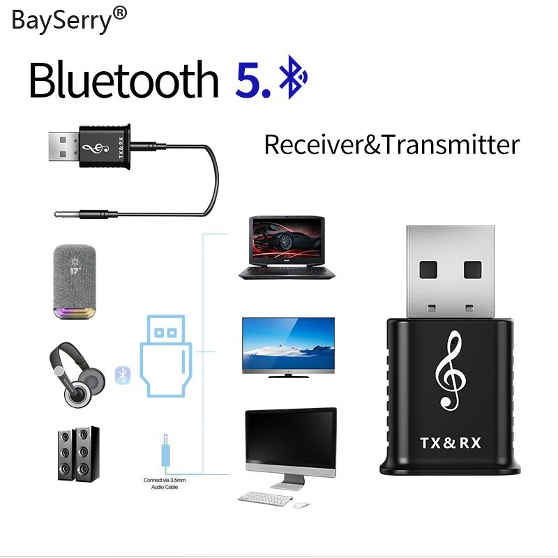 BaySerry 3в1 Bluetooth 5 0 аудио приемник передатчик AUX RCA 3 мм разъем Hifi стерео USB
