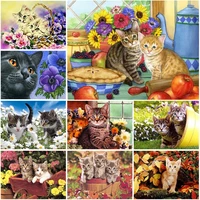 diy cat 5d diamond painting for kids full round resin handmade embroidery mosaic cross stitch home decor wall artwork gift