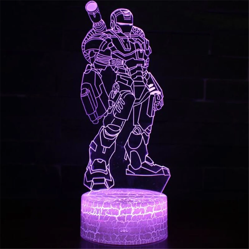 Марвел Мстители Акриловые 3D иллюзия светодиодный ная лампа Железный человек USB