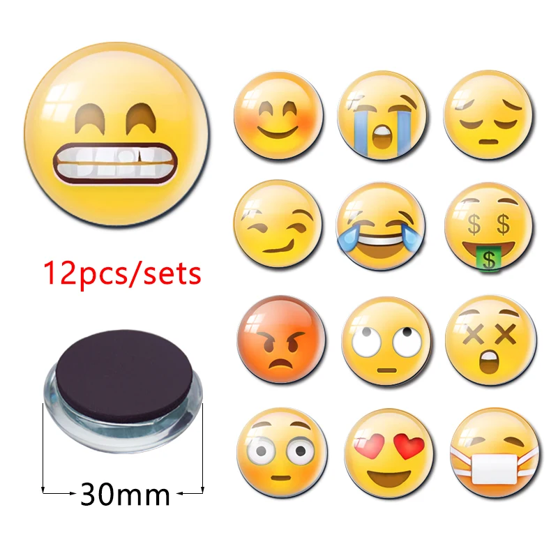 12 шт./компл. милое лицо стеклянный для холодильника магнит 30 мм двери кристалл