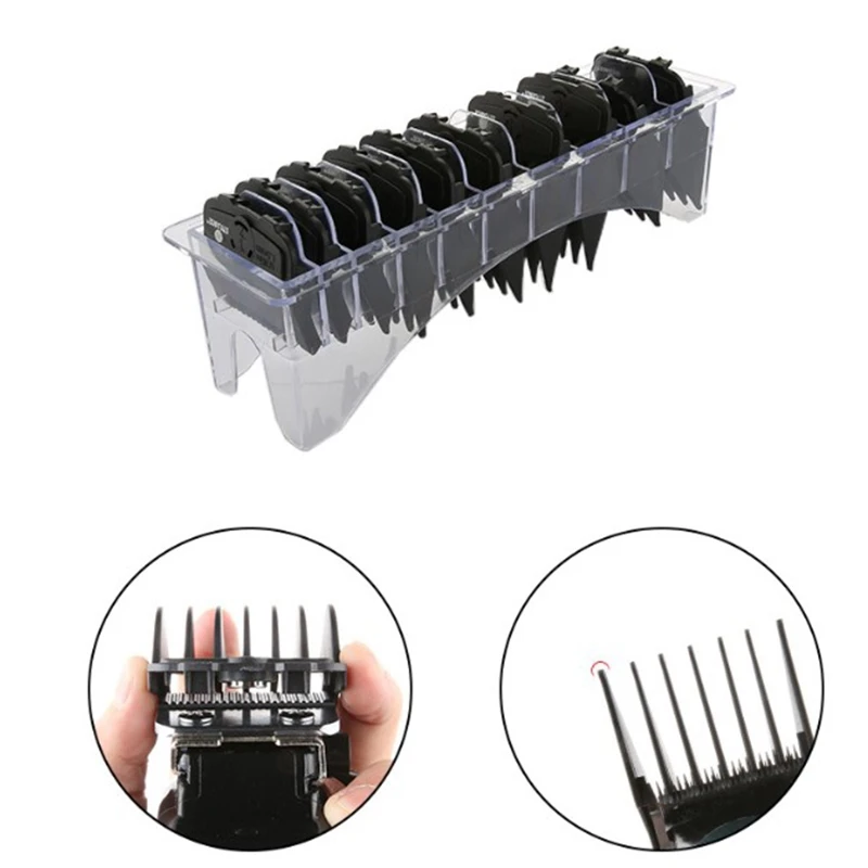 

10Pcs Hair Clipper Limit Comb Net Hair Clipper Attachment Comb Professional Hair Cutting Guide Comb Set with Holder