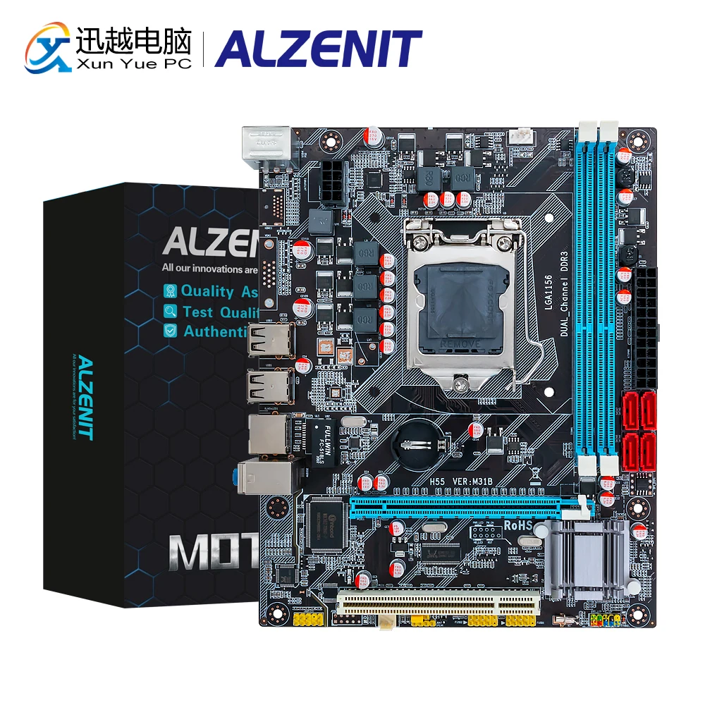 ALZENIT P55 Материнская плата Intel LGA 1156 i3 i5 i7 Xeon DDR3 16 ГБ SATA2.0 USB2.0 M-ATX Серверная
