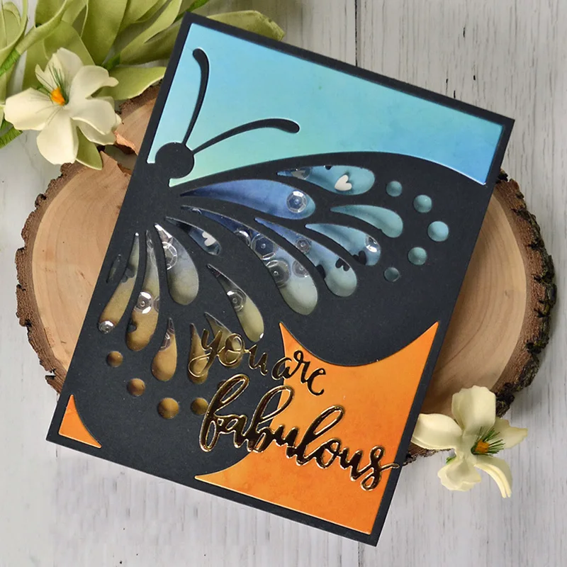 Металлические режущие штампы Скрапбукинг бабочка фон рамка штамп трафарет