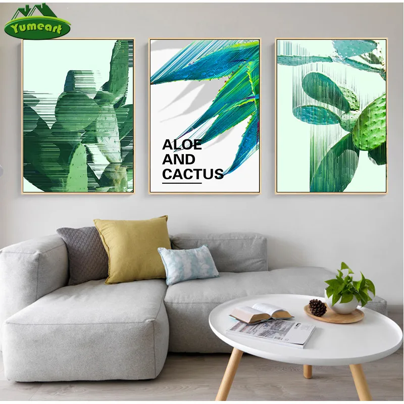 Настенная картина с алоэ и КАКТУСОМ постеры принты на холсте зелеными