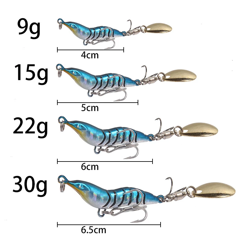 Фаргигантская рыболовная приманка ложка Япония креветки вращающиеся блестки