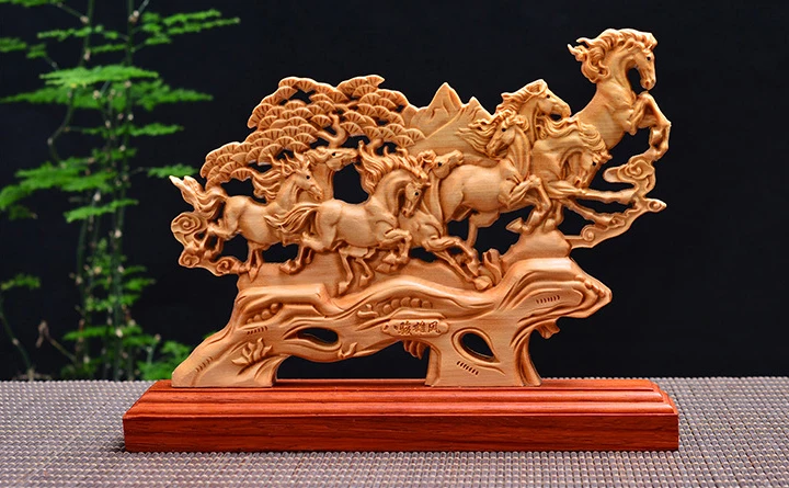 23 см восемь скульптура в виде лошади деревянные фигурки животных домашнее