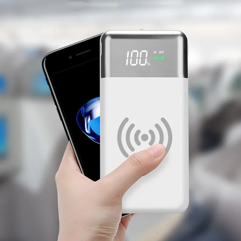 30000 мАч Внешний аккумулятор беспроводное зарядное устройство PoverBank 2 USB LED
