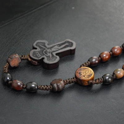 Католическое священное искусство деревянный эллипс розовый розарий Религиозные