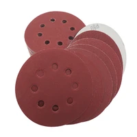 50pcs 5 inch 125mm 8 hole aluminum oxide red sandpaper sanding discs 60 to 2000 grits