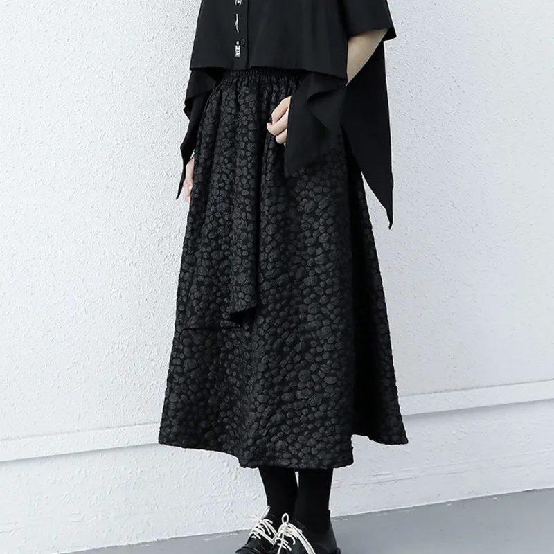 

XUXI 2021 Autumn Vintage Black Irregular Fashion Splicing Half-length Skirt Women A-Line Loose Thin Over The Knee Skirt E4560