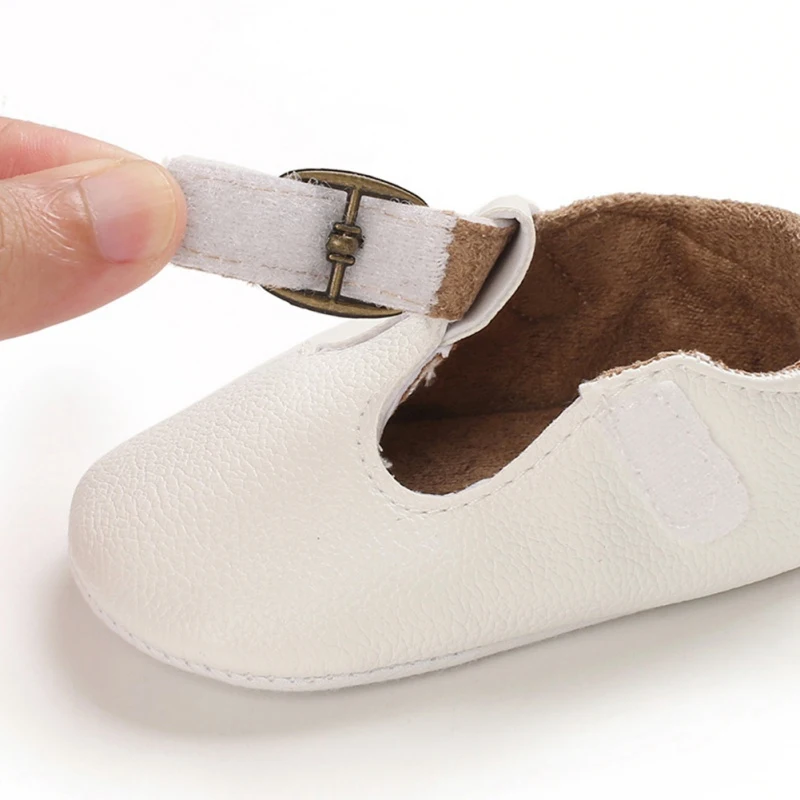 

RH-Baby Boy Girl Solid Soft Shoes PU Leather Non-slip First Walkers Infant Shoes 0-18M