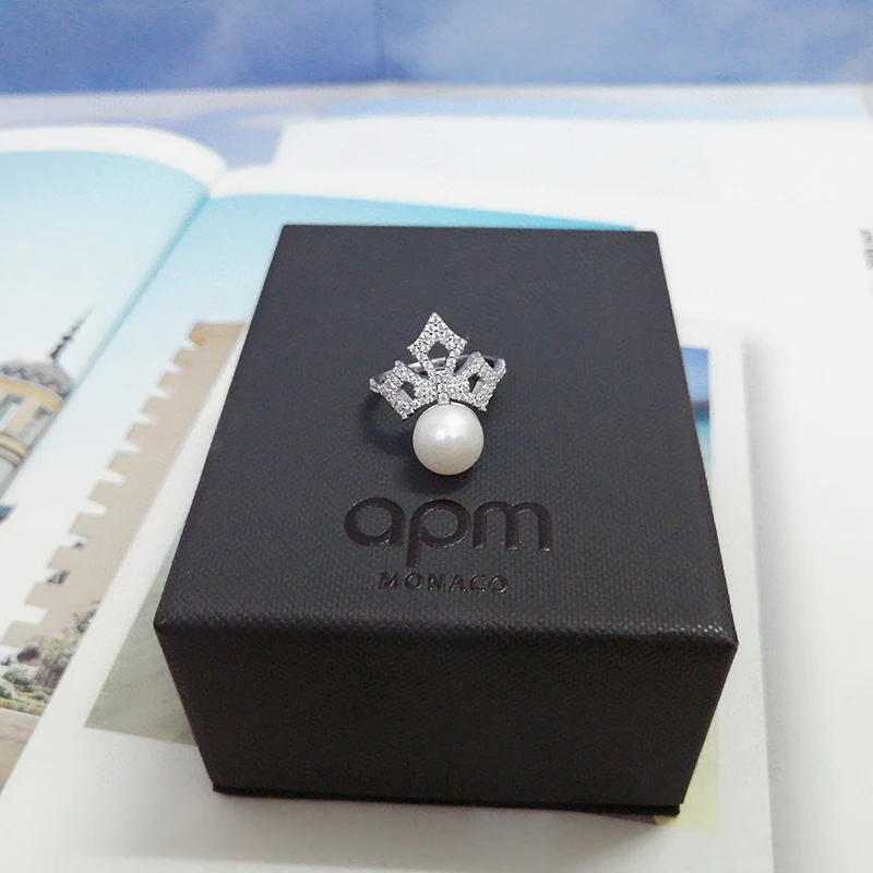 

Crown PEARL RING 925 Sterling Silver micro inlaid zircon fashion women's exquisite Party style exquisite jewelry