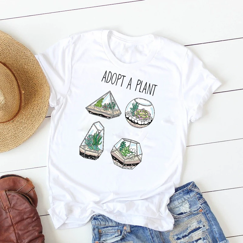 

Women Lady T Shirt Crazy Plant Lady Printed Tshirt Ladies Short Sleeve Loose Tee Shirt Women Female Tops Clothes Graphic T-shirt
