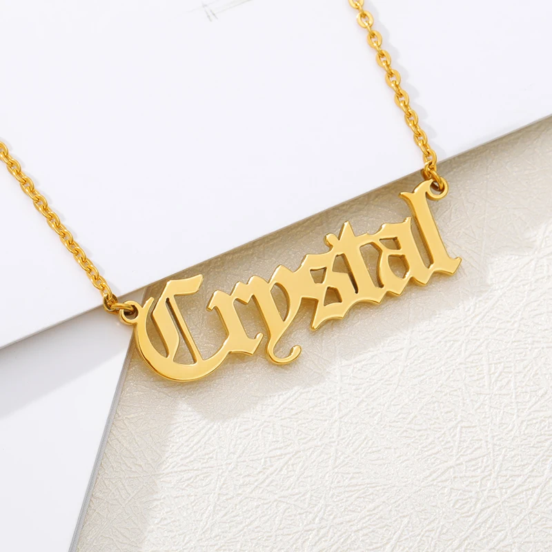 Custom Name Pendant Necklace Cursive Arabic Crown Heart Script Handwriting Nameplate Stainless Steel Personalized Birthday Gift | Украшения