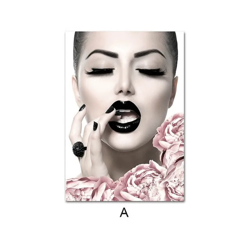 

Marble Background Black Lip Fashion Quote Home Art Canvas Painting Nordic Posters And Prints Wall Pictures For Living Room Decor