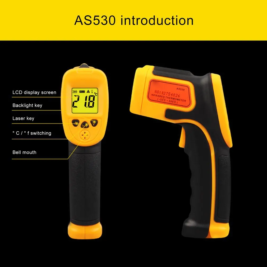 New Digital LCD Infrared Thermometer Gun IR Laser Point Thermal Imaging Temperature Handheld Pyrometer Instrumentatio | Инструменты