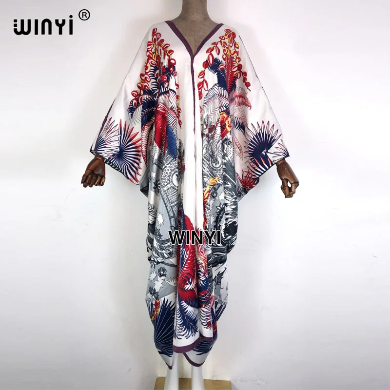 Женское винтажное платье макси WINYI, свободное платье из Таиланда с рукавами «летучая мышь» и принтом, весна-лето 2021