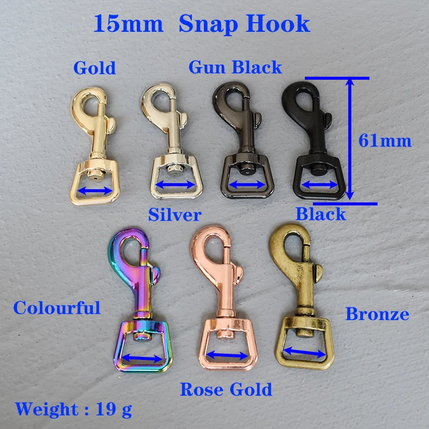 

1 Pcs 15mm Metal Snap Hook Spring Gate Openable Keyring Leather Bag Belt Strap Buckle Dog Chain Snap Clasp Clip Trigger Luggage