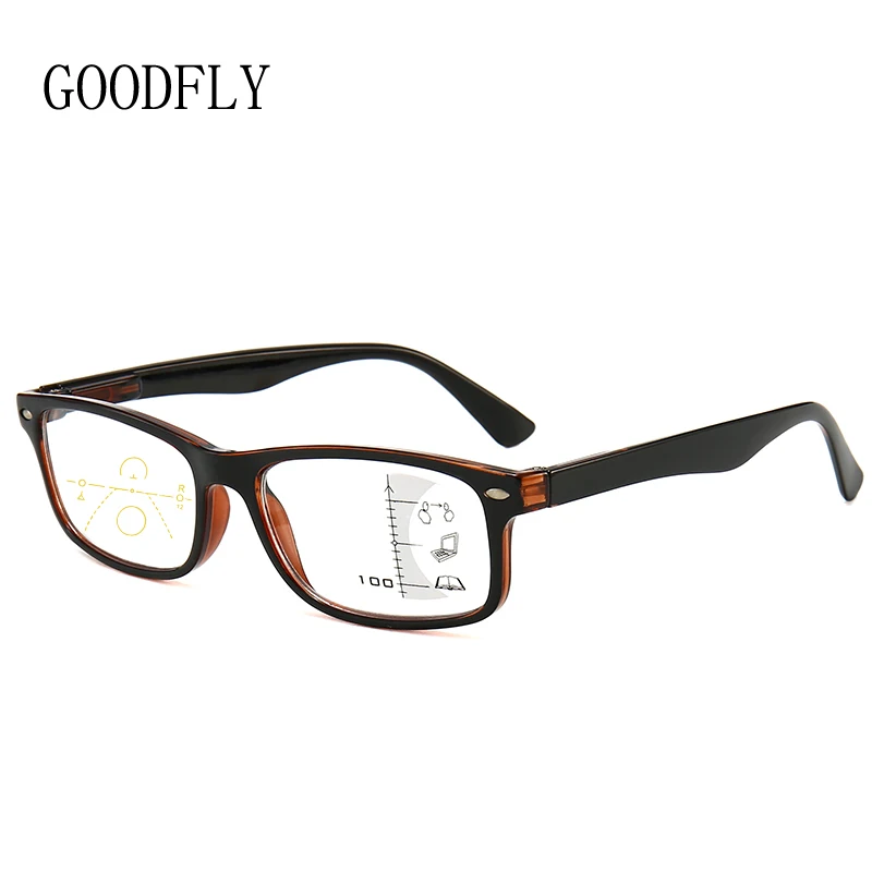 

2021 Progressive Multifocal Reading Glasses Women Men Blue Light Glasses Spring Hinge Computer Glasses Square Presbyopic Glasses