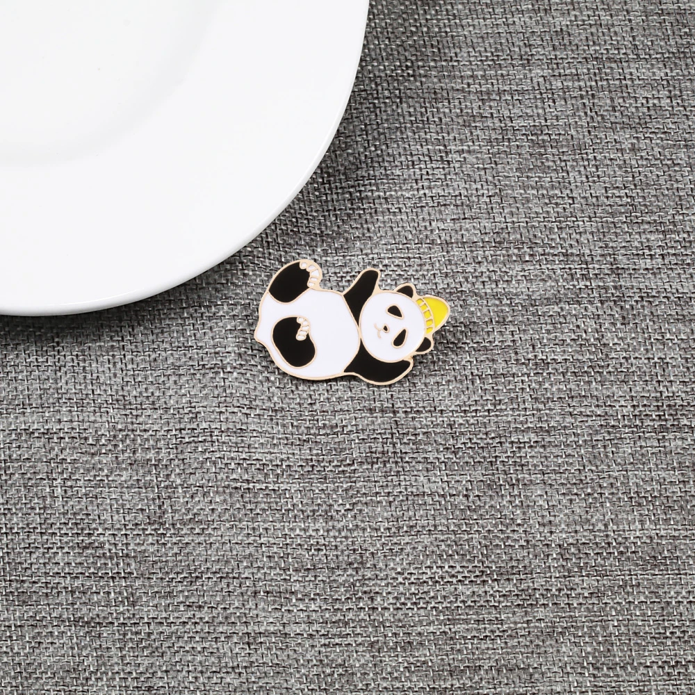 Модные эмалированные заколки в виде панды для шляпы забавные броши животных