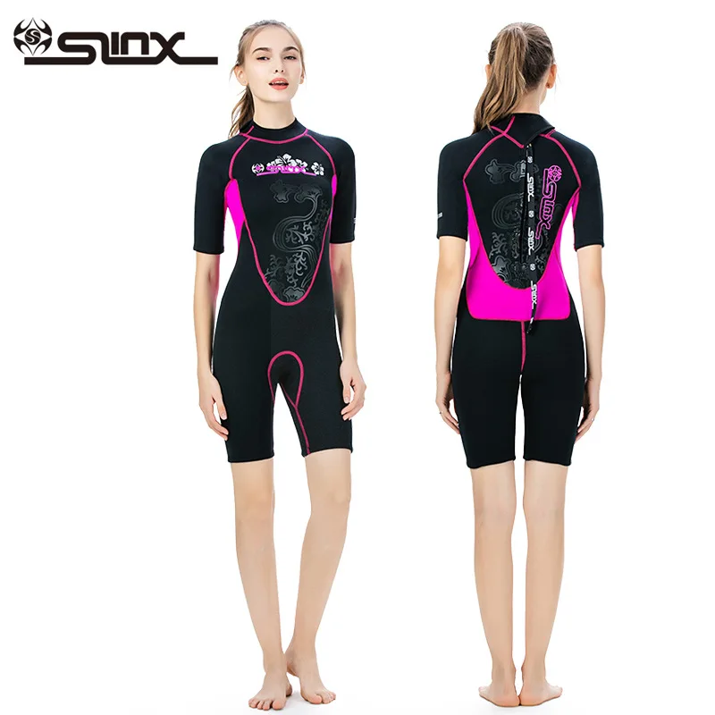 Slinx shorty wetsuit women short sleeve 3mm neoprene wetsuits for Waterski Snorkel Surf diving sailing kayak