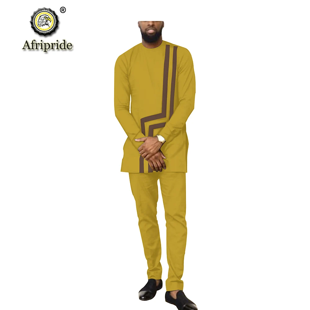 2019 Африканский мужской комплект одежды Дашики рубашка + брюки из Анкары короткий