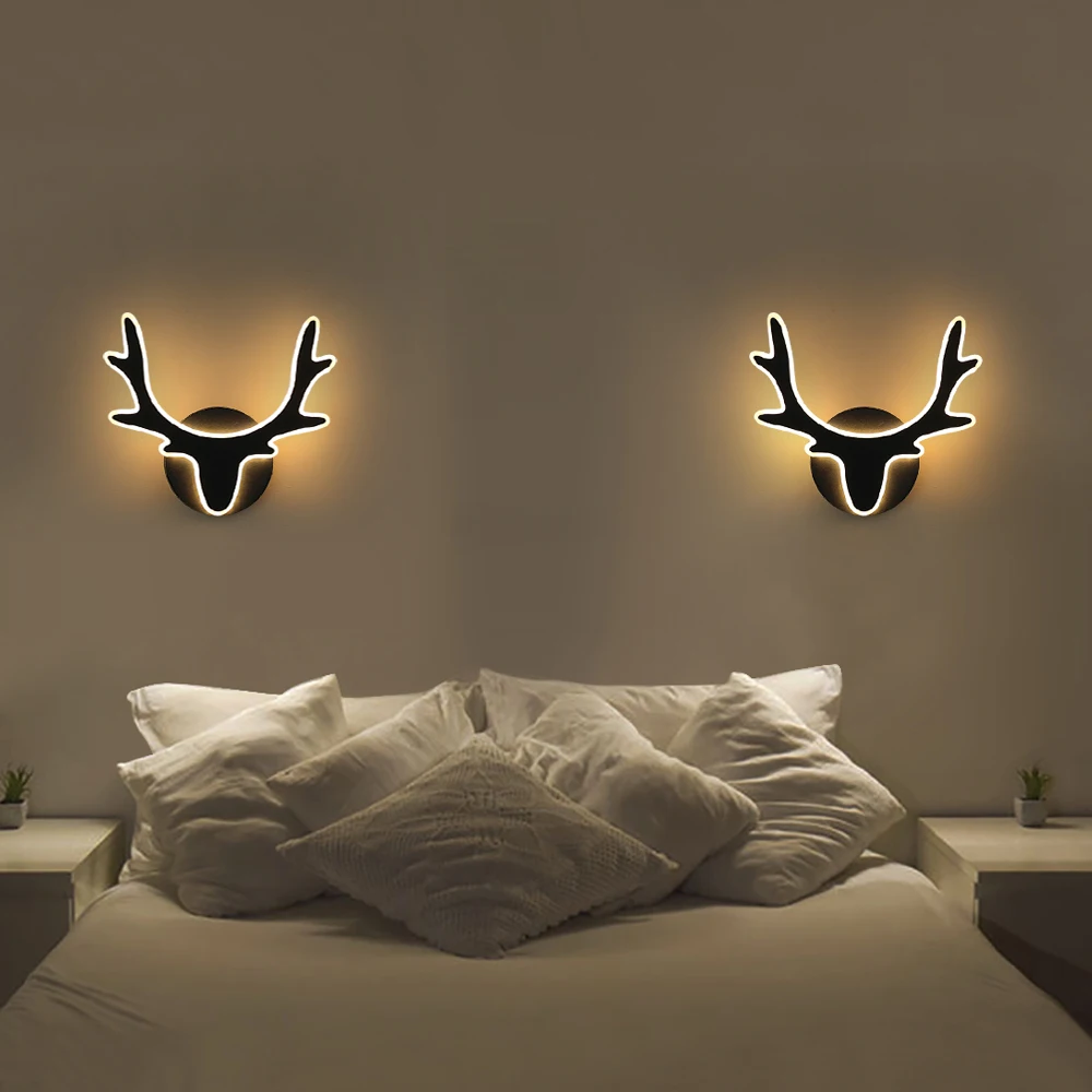 Современный светодиодный настенный светильник 85-265 в рога Декор головы оленя для