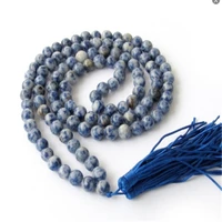 8mm blue snowflake stone necklace charm chakas ruyi meditation cuff classic accessories spirituality wristband reiki buddhism