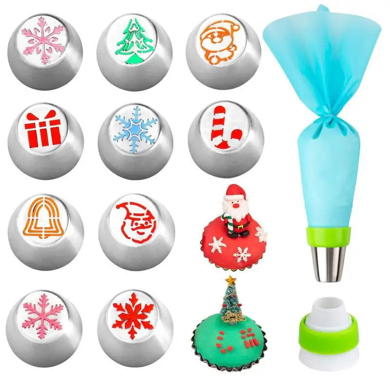 

Christmas Icing Piping Nozzles Stainless Steel Pastry Russian Nozzles Confectionery Home DIY Cake Decoration Tools Cream Tips