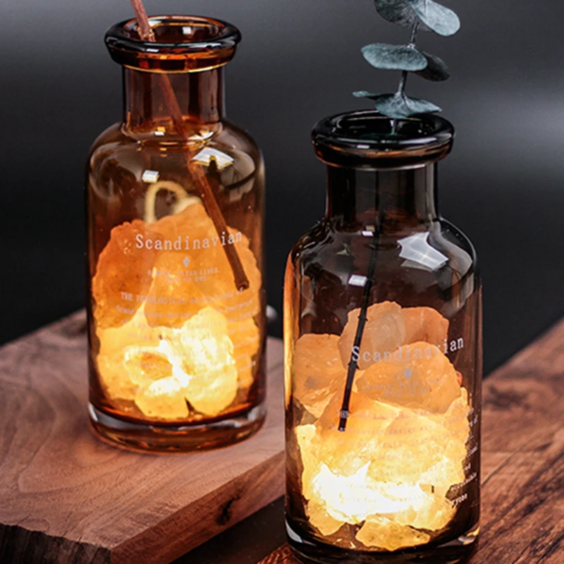 Современный Гималайский светодиодный светильник с кристаллами соли ваза