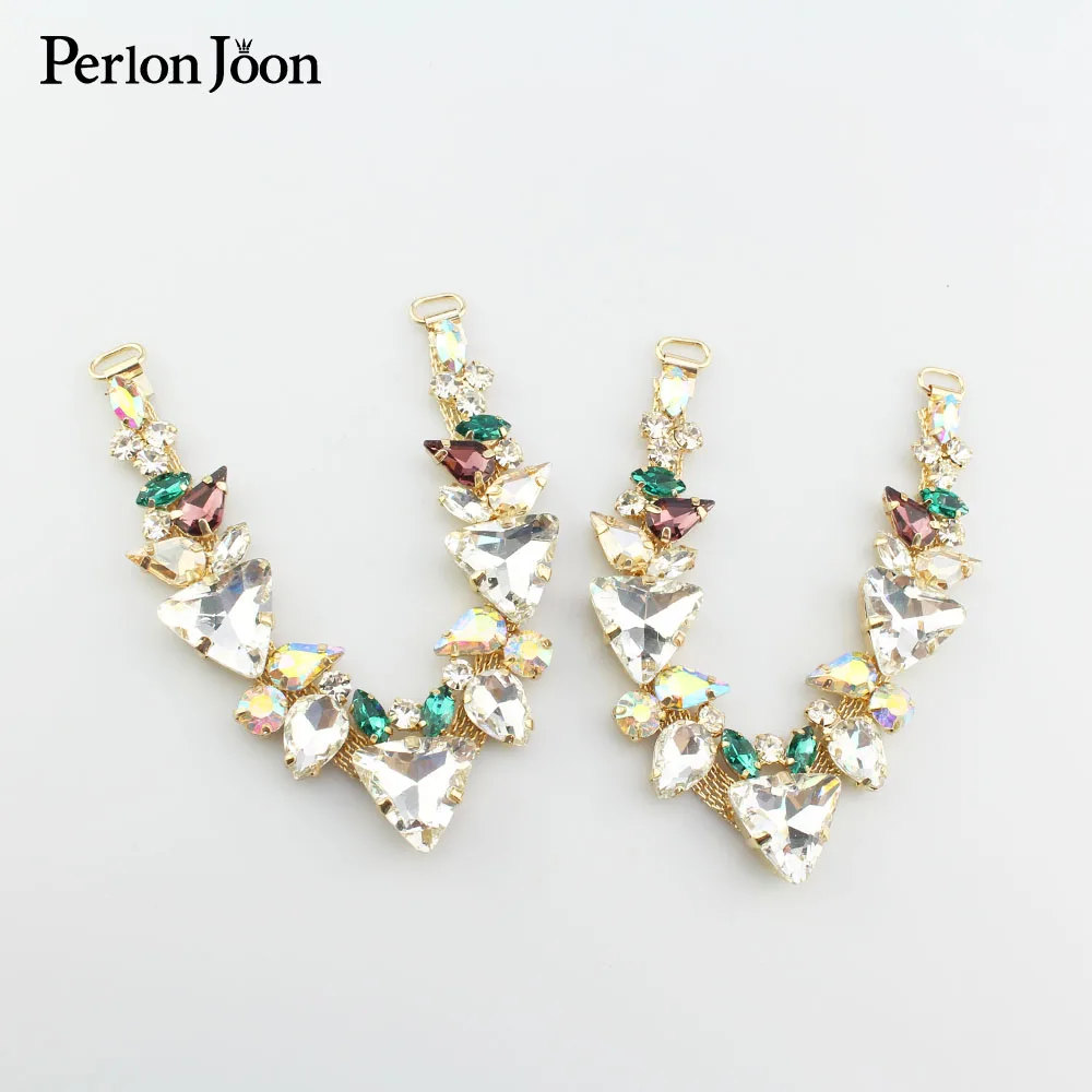 1 пара разноцветных больших стеклянных V образных цепочек для пляжной обуви