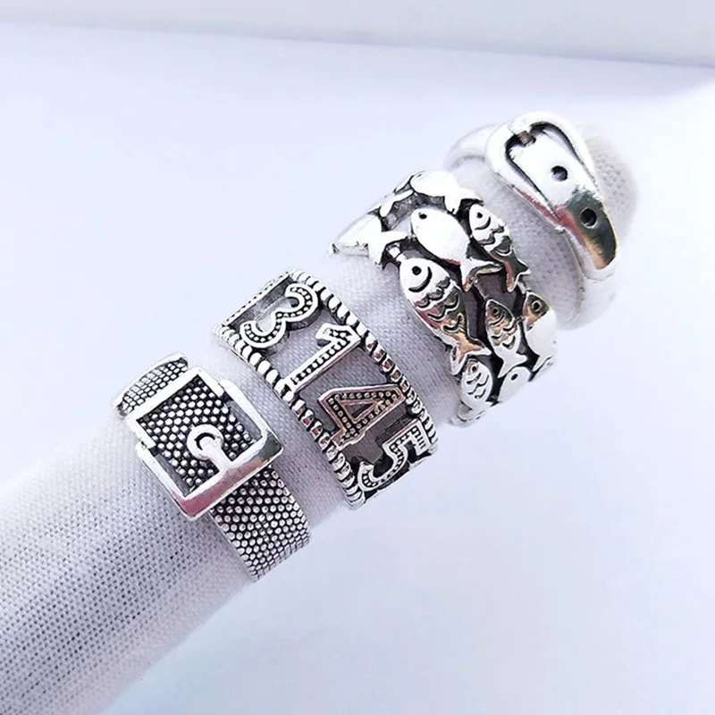 Кольцо с цифрами и сердечками 5 шт. | Украшения аксессуары